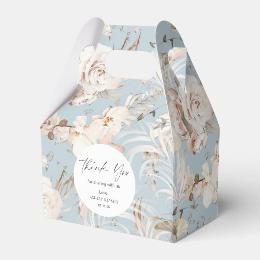 エレガント埃の多い青い植物フローラ庭園の結婚式 フェイバーボックス (裏面サイド)