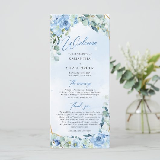 エレガント埃の多い青い水色フローラ金ゴールド枠 プログラム (スタンド正面)