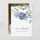 エレガント埃の多い青結婚緑の供給 サンキューカード (正面/裏面)