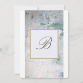 エレガント塵の青い灰色の金ゴールドモダン結婚の 招待状 (裏面)