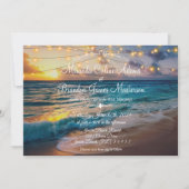 エレガント夏の夕日ビーチストリングラ結婚イト 招待状 (正面)