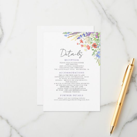 エレガント夏の草花結婚の花 エンクロージャーカード (正面/裏面インサイチュ)