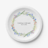 エレガント夏の草花結婚の花 ペーパープレート (正面)