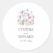 エレガント夏の草花結婚の花 ラウンドシール (正面)