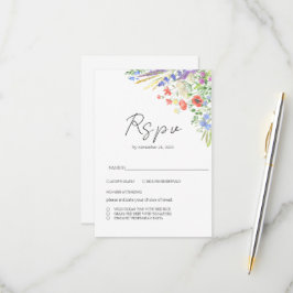 エレガント夏の草花結婚の花 出欠カード