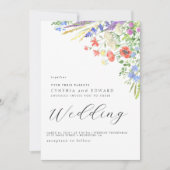 エレガント夏の草花結婚の花 招待状 (正面)