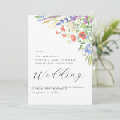 エレガント夏の草花結婚の花 招待状 (スタンド正面)
