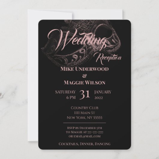 エレガント夕べウェディングパーティー招待状 招待状 (正面)