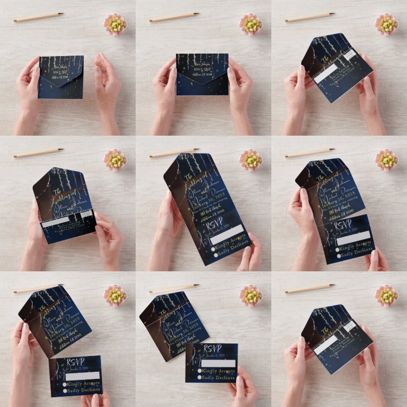 エレガント夕べオールインワン結婚式招待状 オールインワン招待状