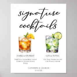 エレガント夕べシグネチャー結婚カクテル ポスター