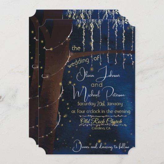 エレガント夕べ結婚式招待状 招待状 (正面/裏面)
