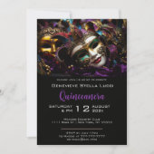 エレガント夕べ誕生日パーティーの招待 招待状 (正面)