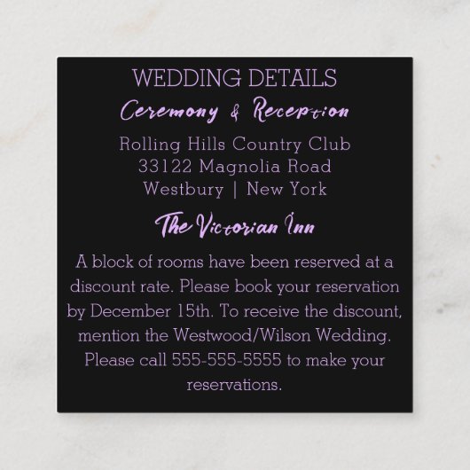 エレガント夕べ エンクロージャーカード (裏面)