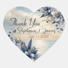 エレガント夕日とフローラ結婚の感謝 ハートシール