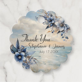 エレガント夕日とフローラ結婚の感謝 フェイバータグ