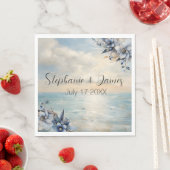 エレガント夕日とフローラ結婚の スタンダードランチョンナプキン (インサイチュ)