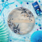 エレガント夕日とフローラ結婚の ペーパープレート (パーティー)