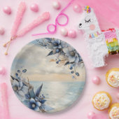 エレガント夕日とフローラ結婚の ペーパープレート (パーティー)