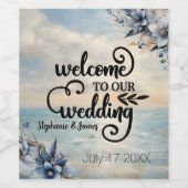 エレガント夕日とフローラ結婚の ワインラベル (シングルラベル)