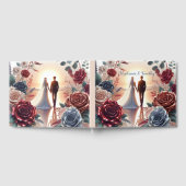 エレガント夕日の新郎新婦結婚 ゲストブック (全面)