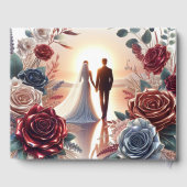 エレガント夕日の新郎新婦結婚 ゲストブック (裏面)