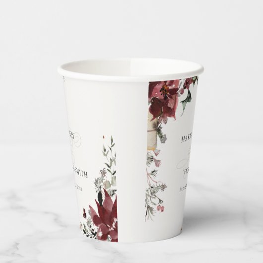 エレガント夕暮れ暖かい冬のフェスティバルの葉 紙コップ (左)