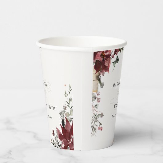 エレガント夕暮れ暖かい冬のフェスティバルの葉 紙コップ (右)