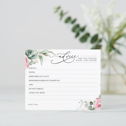 エレガント多肉植物の緑のピンクアドバイスカード (スタンド正面)