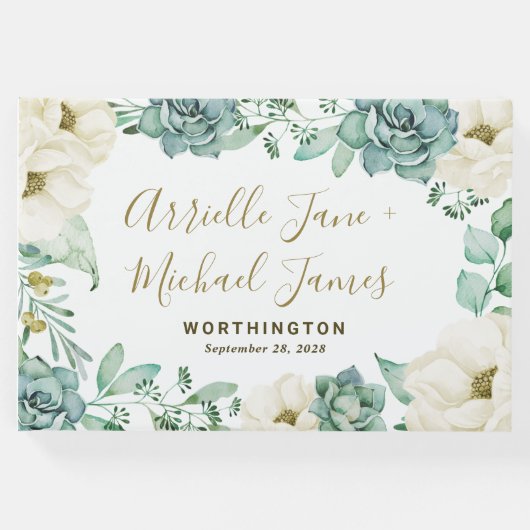 エレガント多肉水彩フローラゲストブック ゲストブック (正面)