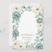 エレガント多肉水色アイボリーフローラ結婚 招待状 (裏面)