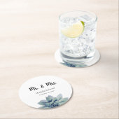 エレガント多肉的な結婚緑の女神そしてミセス ラウンドペーパーコースター (インサイチュ)