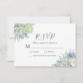 エレガント多肉結婚式RSVP応答カード 出欠カード (裏面)