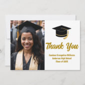 エレガント大学院写真カスタム金ゴールドタイポグラフィ サンキューカード (正面)