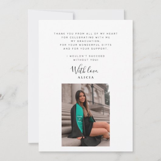 エレガント大学院写真卒業感謝してい前 カード (裏面)