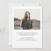 エレガント大学院写真卒業 案内状 (裏面)