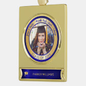 エレガント大学院卒業写真 ゴールドプレートバナーオーナメント (左)