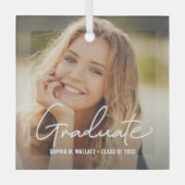 エレガント大学院生の写パーソナライズされた真 ガラスオーナメント (正面)