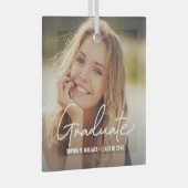 エレガント大学院生の写パーソナライズされた真 ガラスオーナメント (正面右)