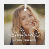 エレガント大学院生の写パーソナライズされた真 ガラスオーナメント (裏面)