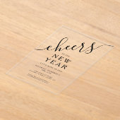 エレガント大晦日のパーティーのスクリプト アクリル招待状 (レイダウン)