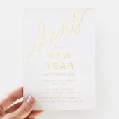 エレガント大晦日のパーティー金ゴールド 箔招待状