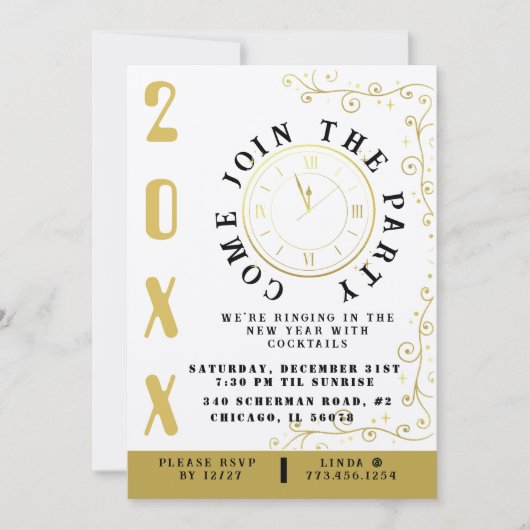 エレガント大晦日のパーティー 招待状 (正面)