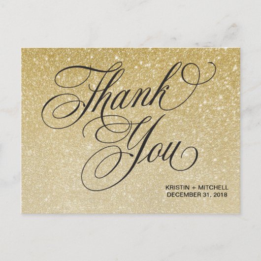 エレガント大晦日の結婚ありがとうはがき ポストカード (正面)