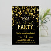 エレガント大晦日パーティーお祝い実在 箔招待状 (立ち正面)