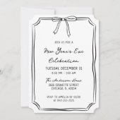 エレガント大晦日パーティー白黒弓 招待状 (正面)