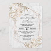 エレガント大理ミニマル石白灰色M002 招待状 (正面/裏面)