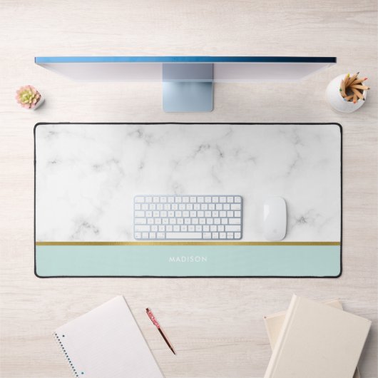 エレガント大理石とミントのパタパーソナライズされたーン デスクマット (オフィス1)