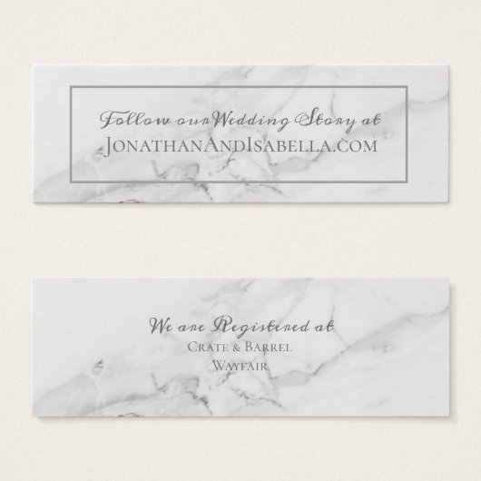 エレガント大理石とリースの結婚詳細カード (正面&裏面)