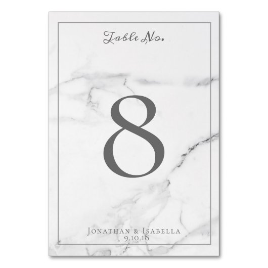 エレガント大理石とリース結婚のテーブル番号 テーブルナンバー (正面)