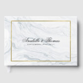 エレガント大理石と金ゴールドテクスチ結婚ャ ゲストブック (正面)